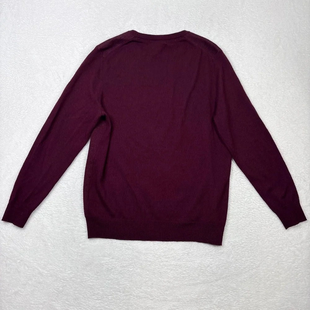 Club Room Mens Merino Wool Blend Penguin Sweater‎ Burgundy Red Large Intarsia